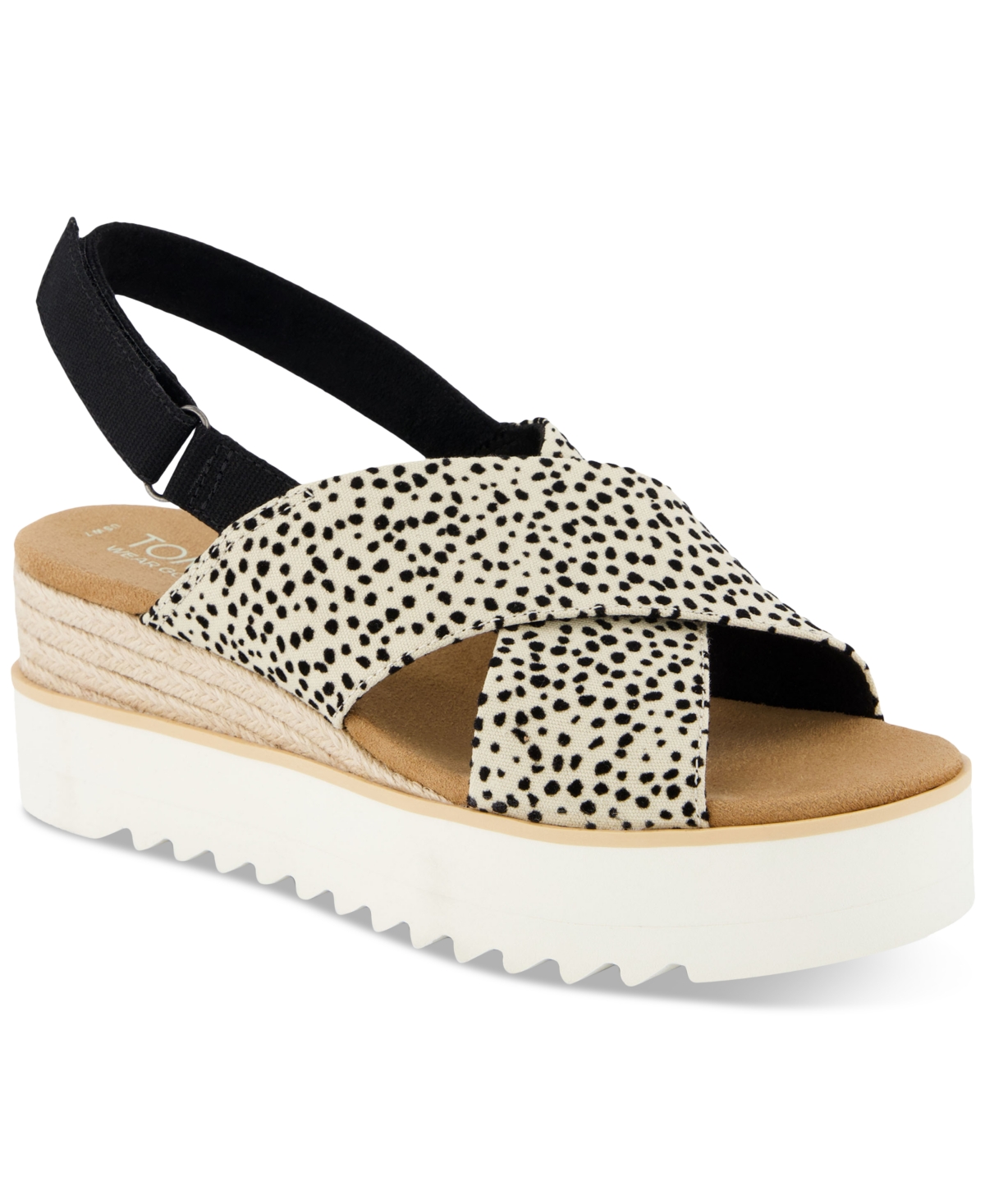 Shop Toms Women's Diana Crisscross Platform Wedge Sandals In Fog Flocked Mini Cheetah Canvas