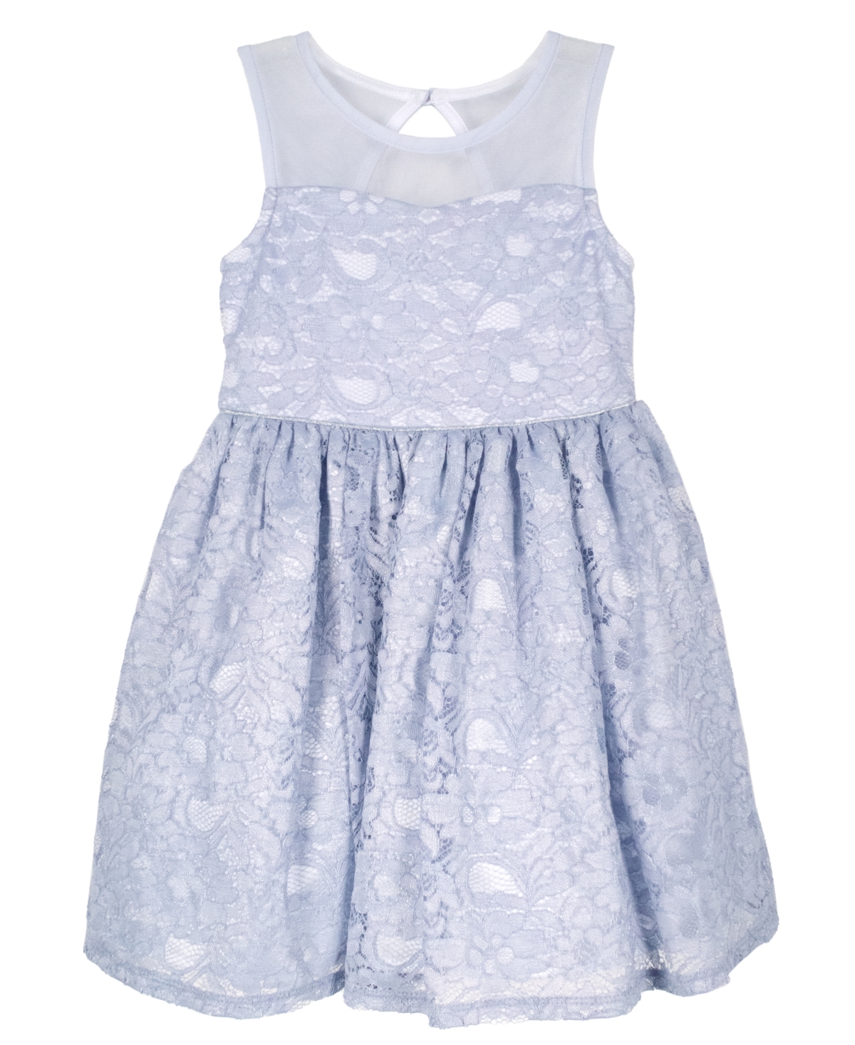 Shop Pink & Violet Little Girls Mesh Sweetheart Illusion Lace Dress In Peri