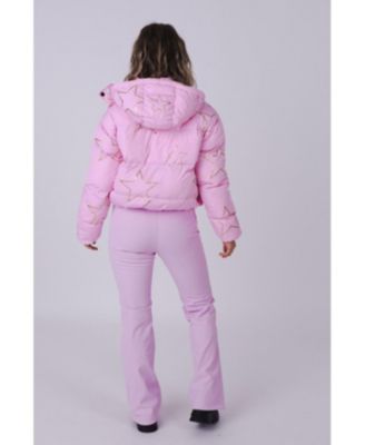 Women's Pink with Stars Chic Puffer Jacket