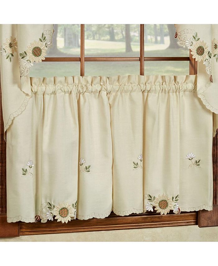 Stock Preferred 36" Sunflower Embroidered Kitchen Curtains Macy's