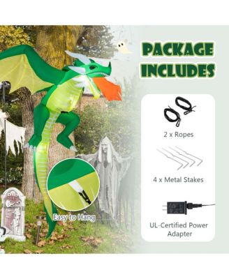 5 FT Hanging Halloween Inflatable Fire-breathing Dragon Flying Decoration Yard