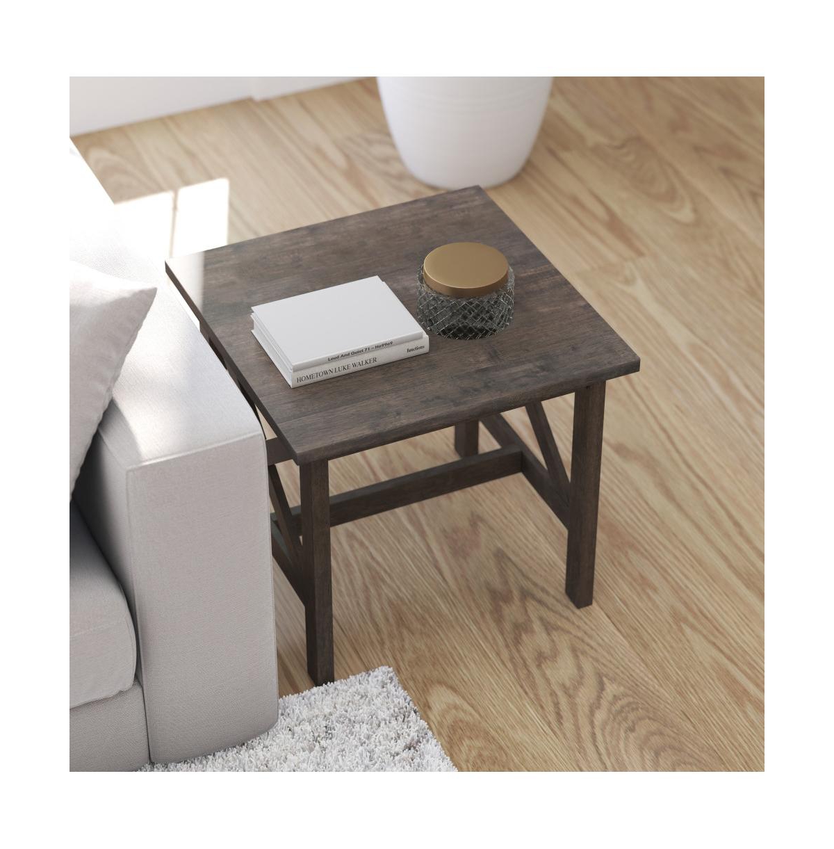 Matty Rustic End Table, Farmhouse Style Solid Wood Accent Table