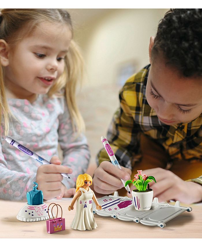 PLAYMOBIL Color 71372 – Boutique Della Moda Con Personaggi Bianchi Da Colorare – 82 Pezzi, 2 Figure, Accessori, Pennarelli Lavabili – Gioco Creativo 5+ Anni