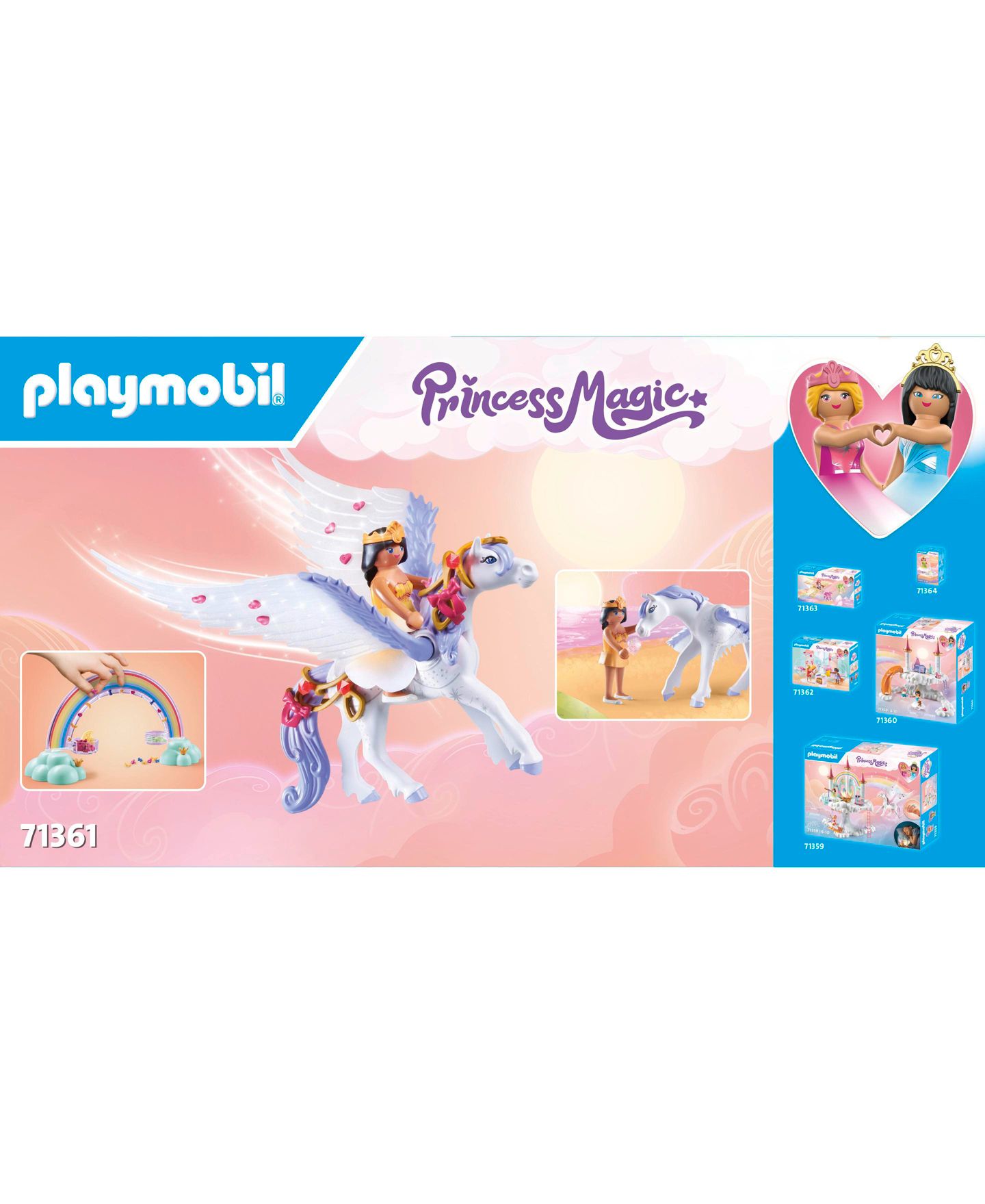 Детские фигурки PLAYMOBIL Pegasus with Rainbow in the Clouds 4-Piece Playset, Ages 4+ — фото 4