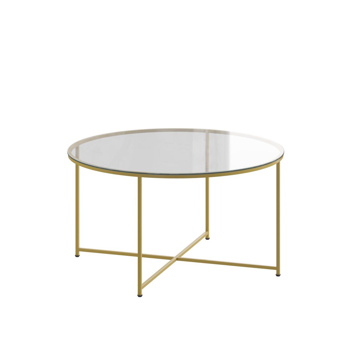 Fairdale Coffee Table With Round Cross Brace Frame -brushed gold