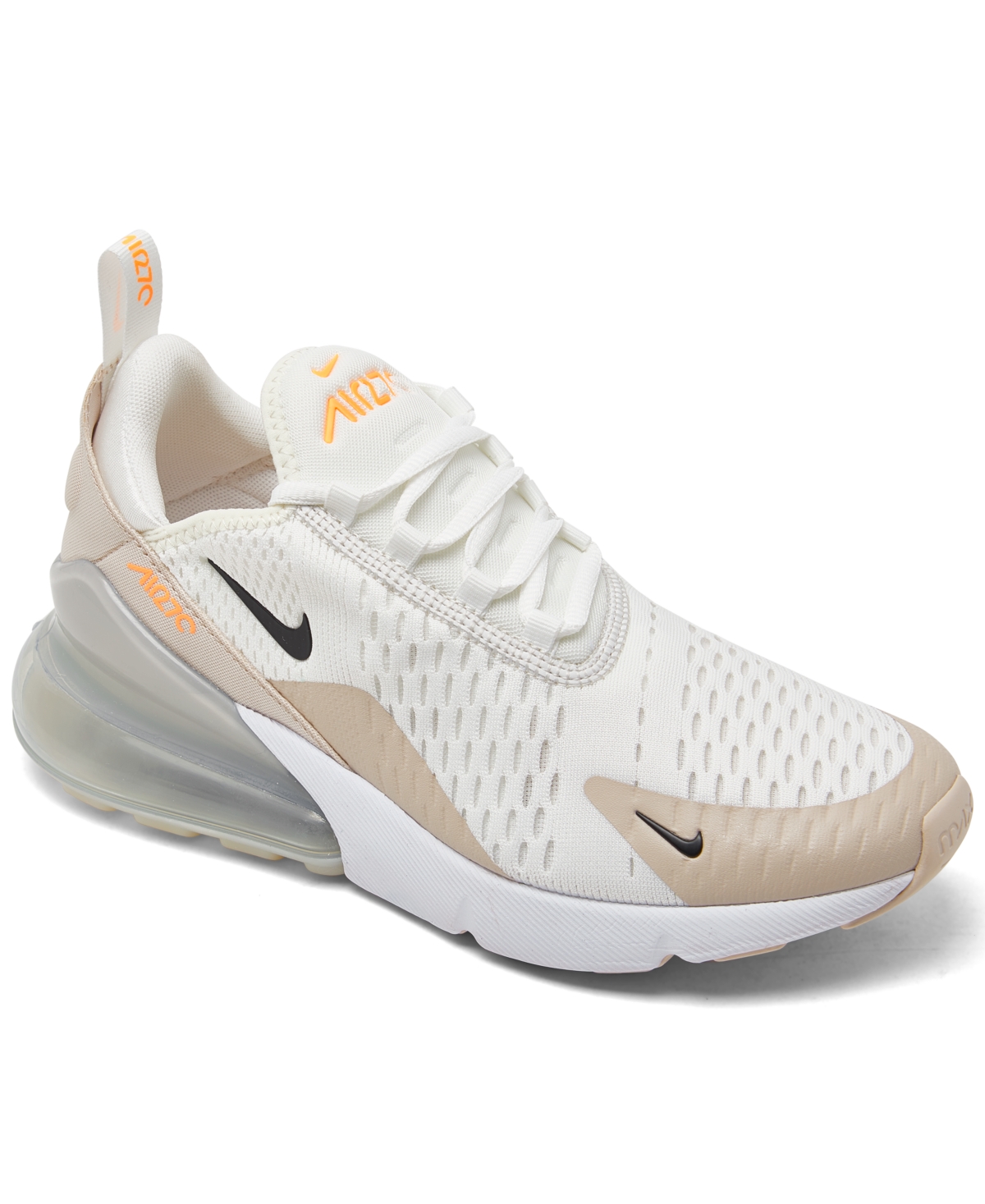 Nike Women's Air Max 270 Casual Sneakers From Finish Line In Summit White,desert Sand