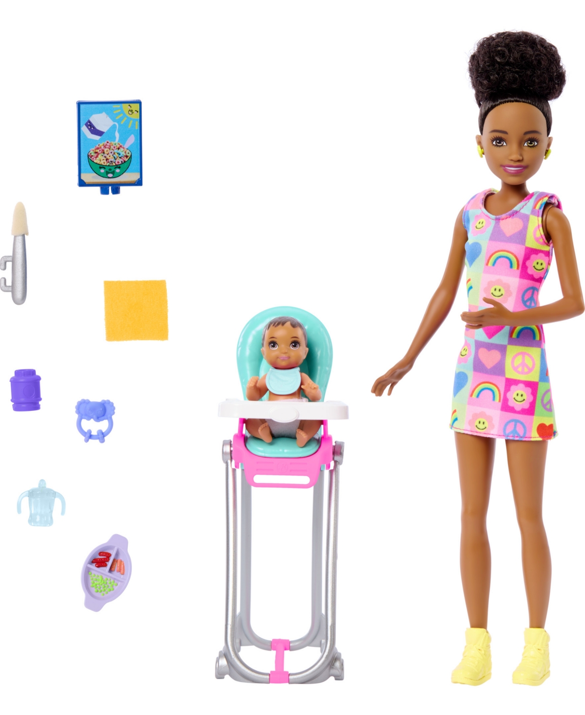 Barbie Skipper Babysitters Inc. And Play Set, Includes Doll With Black Hair, Baby, And Mealtime Accessories In Multi