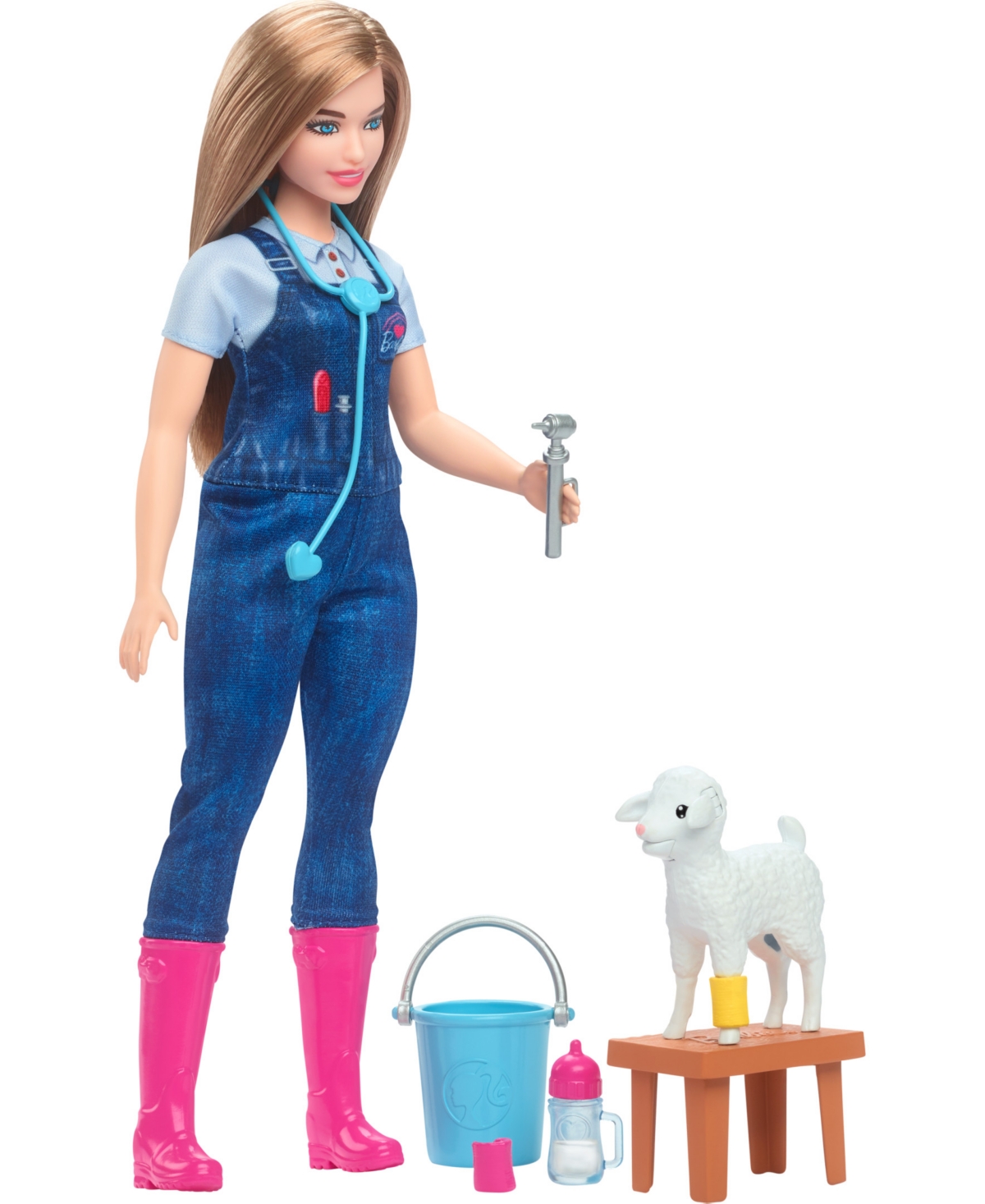 Barbie 65th Anniversary Careers Farm Vet Doll And 10 Accessories Including Lamb With Moving Ears In Multi