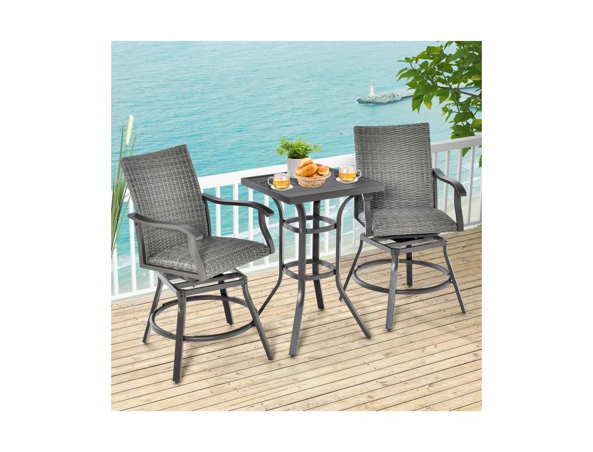 24 Inch Patio Bar Height Table with Aluminum Tabletop and Adjustable Foot Pads