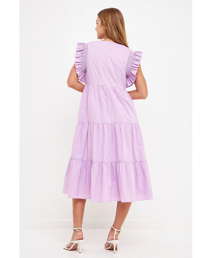 English Factory Women's Ruffled Detail Midi Dress - Macy's