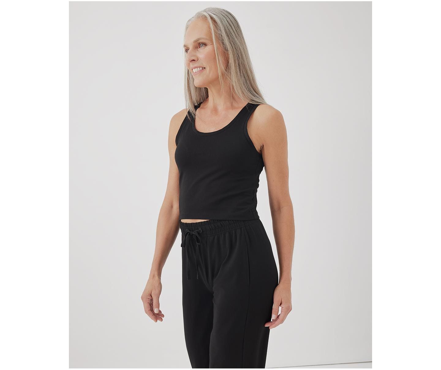 Женский топ Pact Cotton Cool Stretch Fitted Lounge Tank, цвет: Чёрный — фото 3