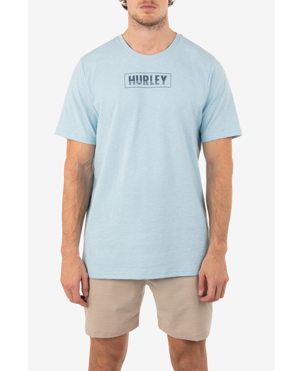 Shop Hurley Men's Evd H2o-dri Box Lines Slub Short Sleeves T-shirt In Sea Haze