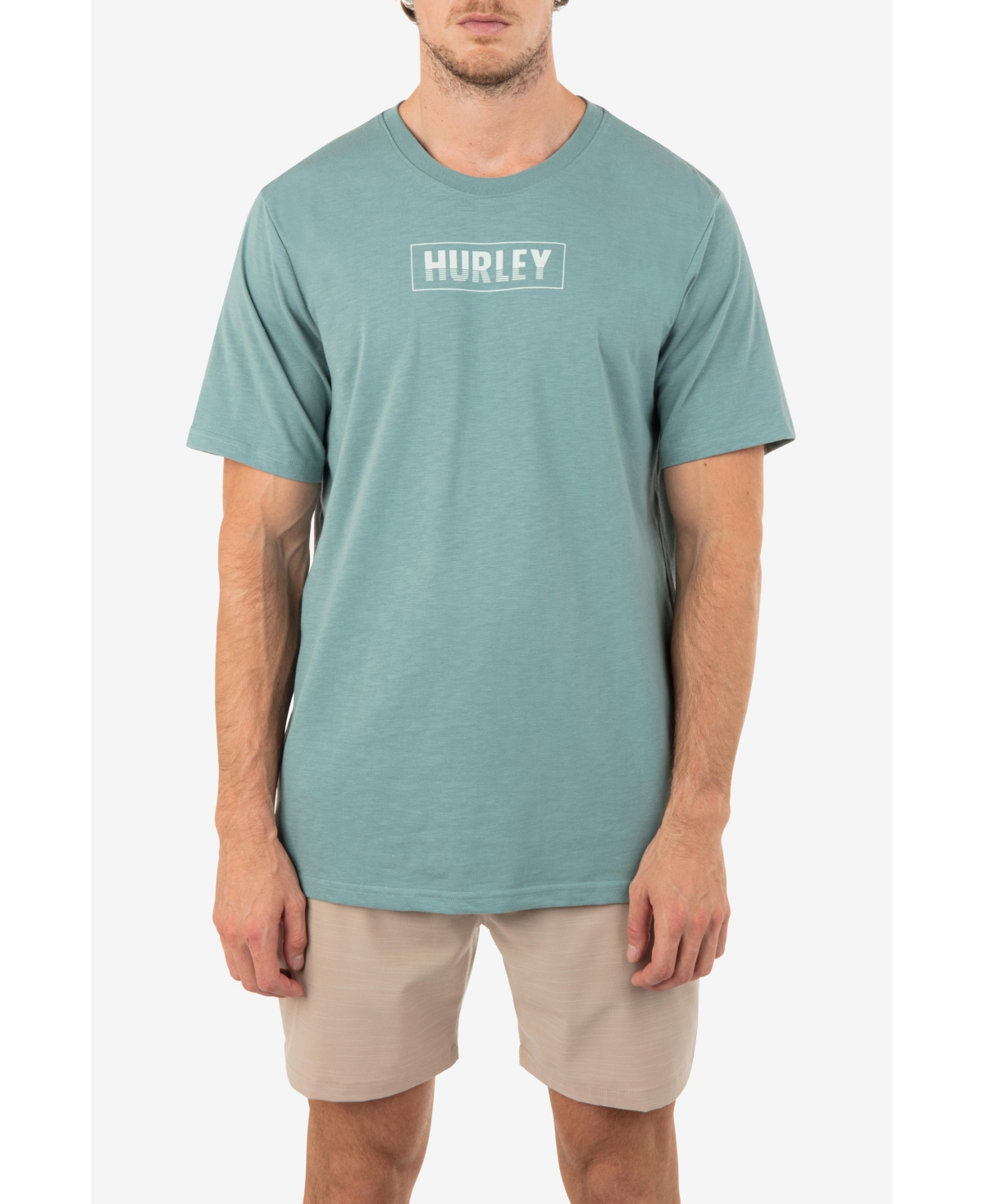 Shop Hurley Men's Evd H2o-dri Box Lines Slub Short Sleeves T-shirt In Artillery