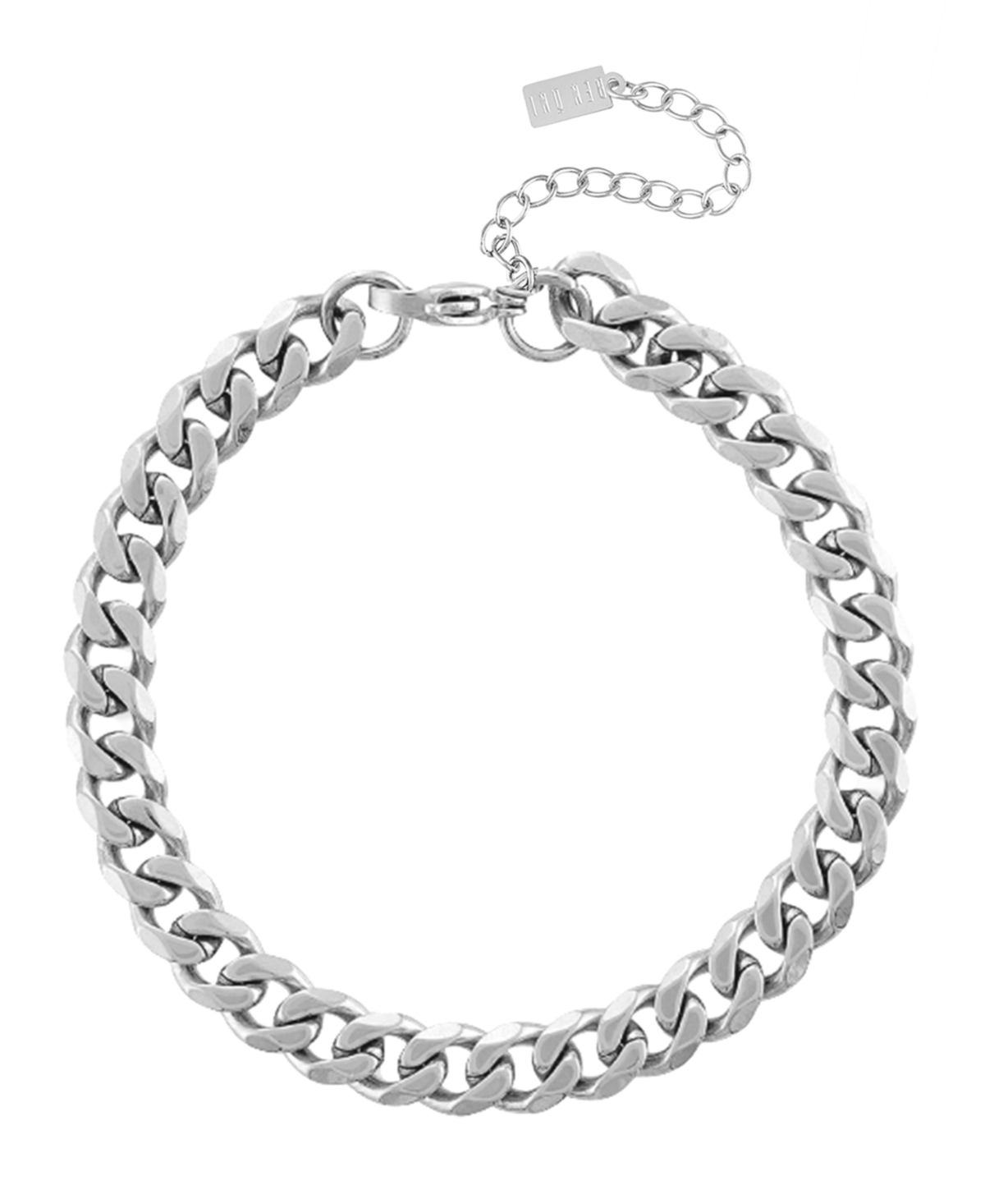 Gold-Tone Bold Non-Tarnish Curb Chain Anklet - Silver