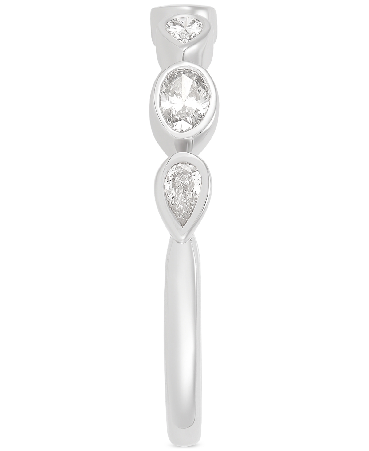 Diamond Oval & Pear Bezel Band (1/2 ct. t.w.) in 14k- White Gold