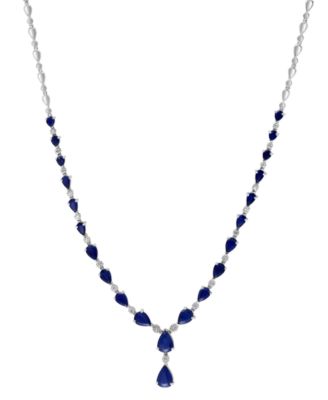 EFFY Collection - Sapphire (9-1/2 ct. t.w) & Diamond (3/8 ct. t.w.) 18" Lariat Necklace in 14k White Gold