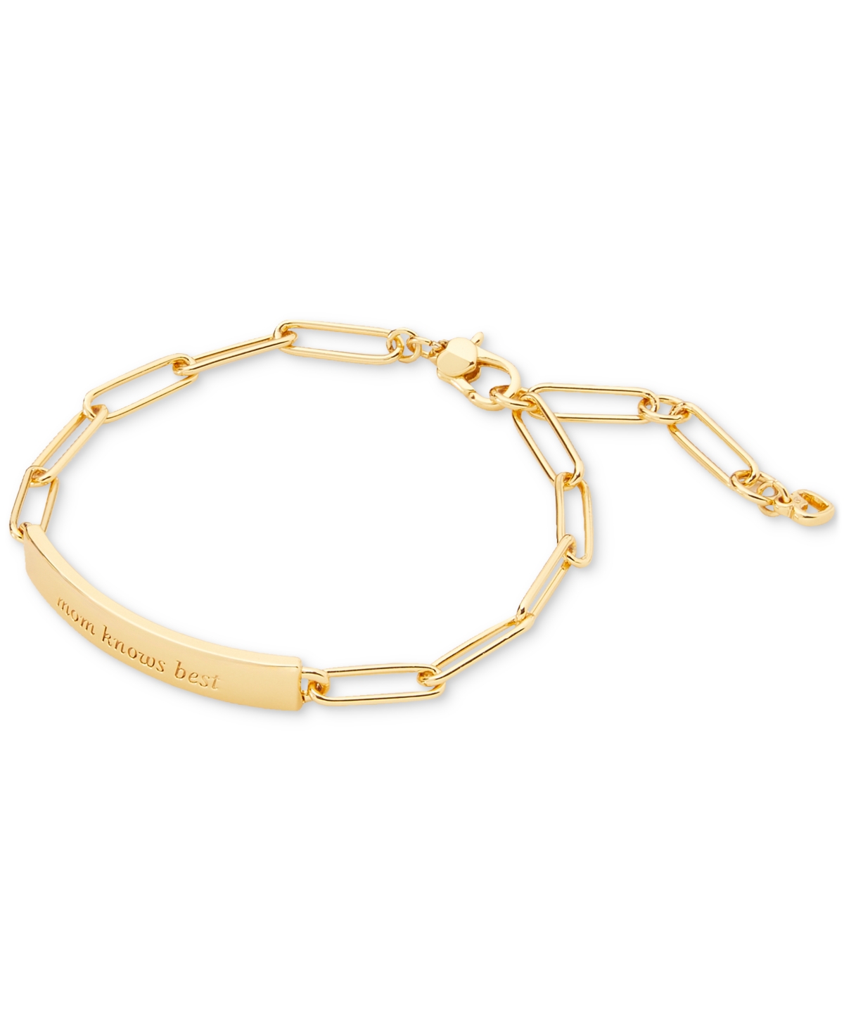 Shop Kate Spade Gold-tone Mom Knows Best Id Bracelet In Gold.