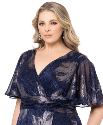 Plus Size Metallic-Print A-Line Dress