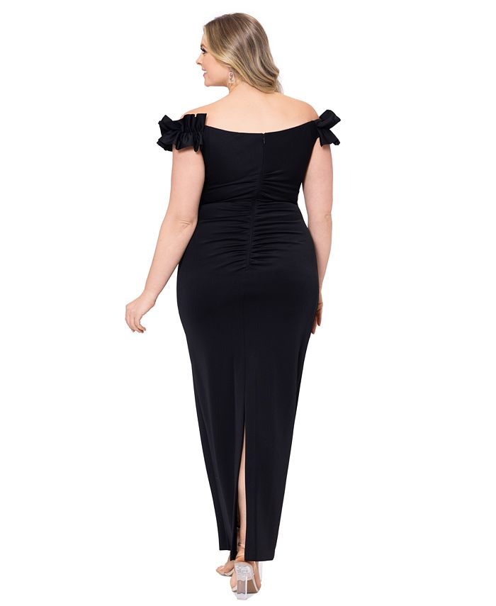Sheath Off Shoulder Dresses with Slit Spa Plus Size