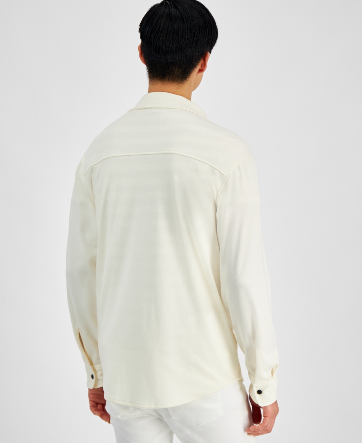 Shop And Now This Men's Regular-fit Jersey-knit Shirt Jacket, Created For Macy's In Cream