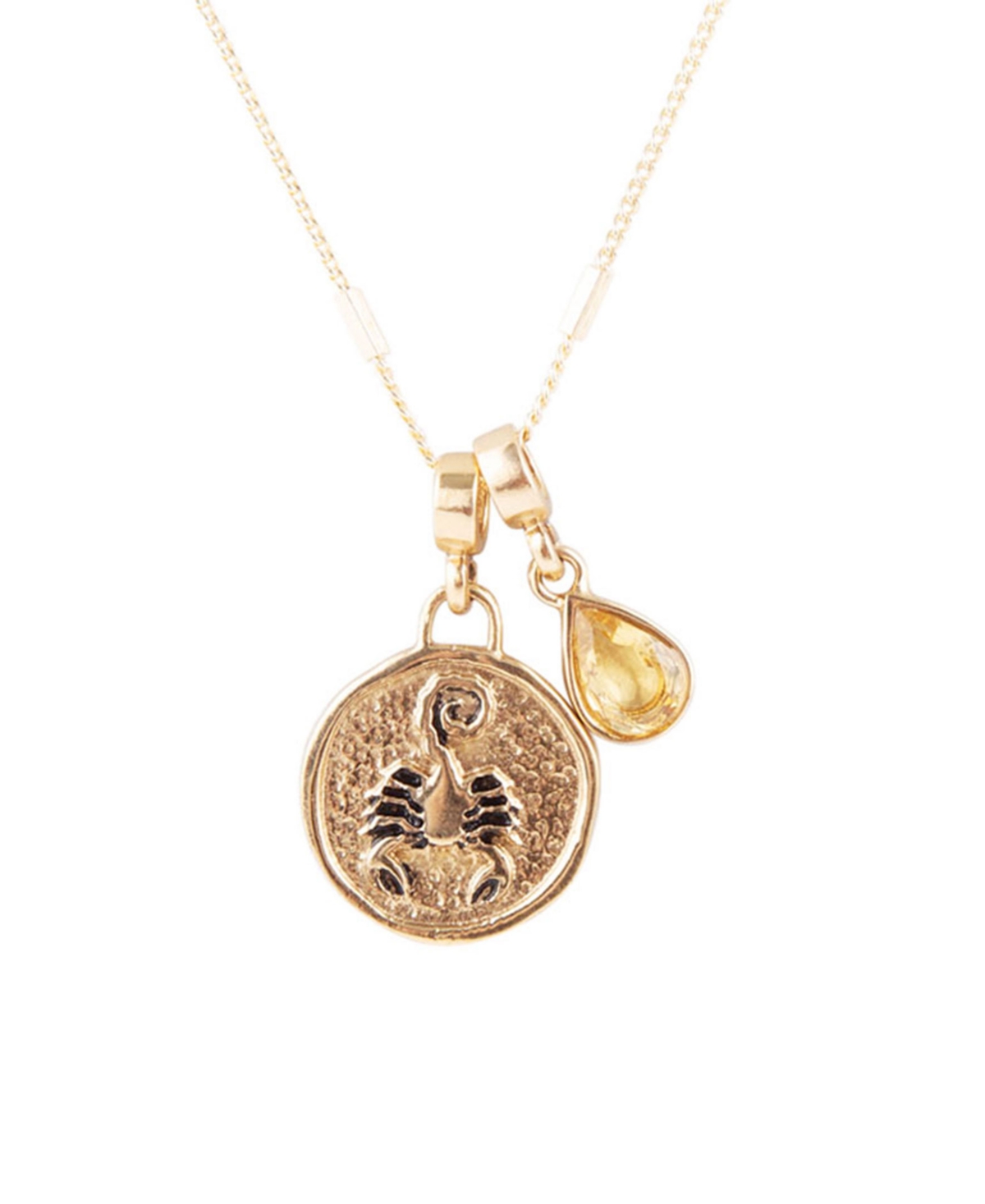 Zodiac Coin Genuine Teardrop Charm Necklace - Gemini-Genuine Mother of Pearl