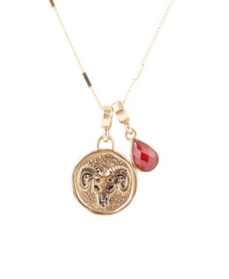 Zodiac Coin Genuine Teardrop Charm Necklace