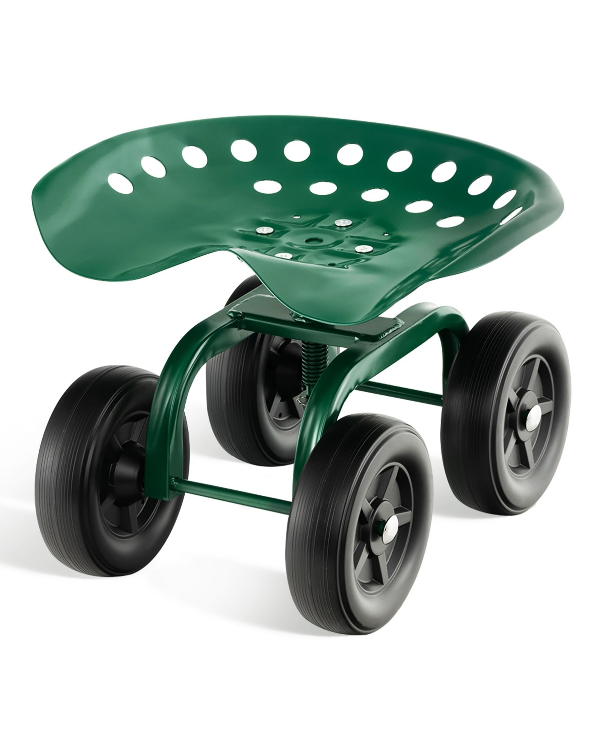 Rolling Garden Cart Heavy Duty Work seat with 360A° Swivel Seat & Adjustable Height - Green