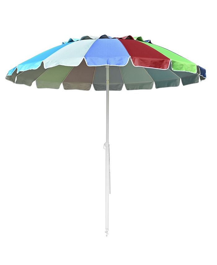 8 ft Metal Rainbow Beach Patio Umbrella 16 Rib Tilt Market Table
