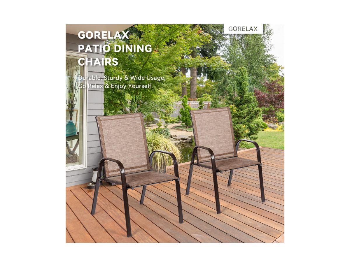 2 Pcs Patio Chairs Outdoor Dining Chair with Armrest