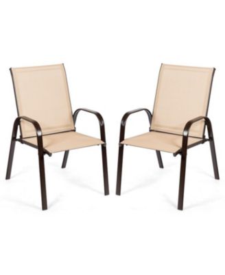 2 Piece Outdoor Dining Chair Set with Armrests Patio Seating