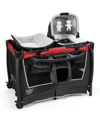 4-in-1 Convertible Portable Baby Play yard with Toys and Music Player