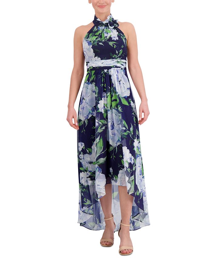 Eliza j lace mock shop neck hi lo gown