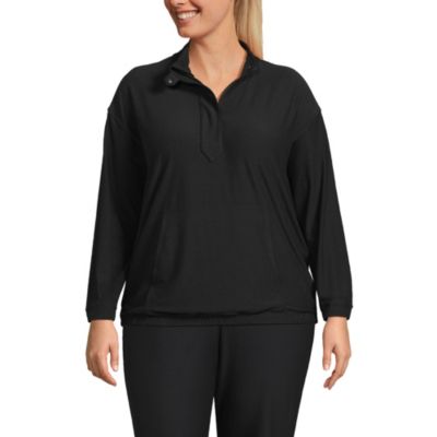 Women's Plus Size Long Sleeve Performance Zip Front Popover Top