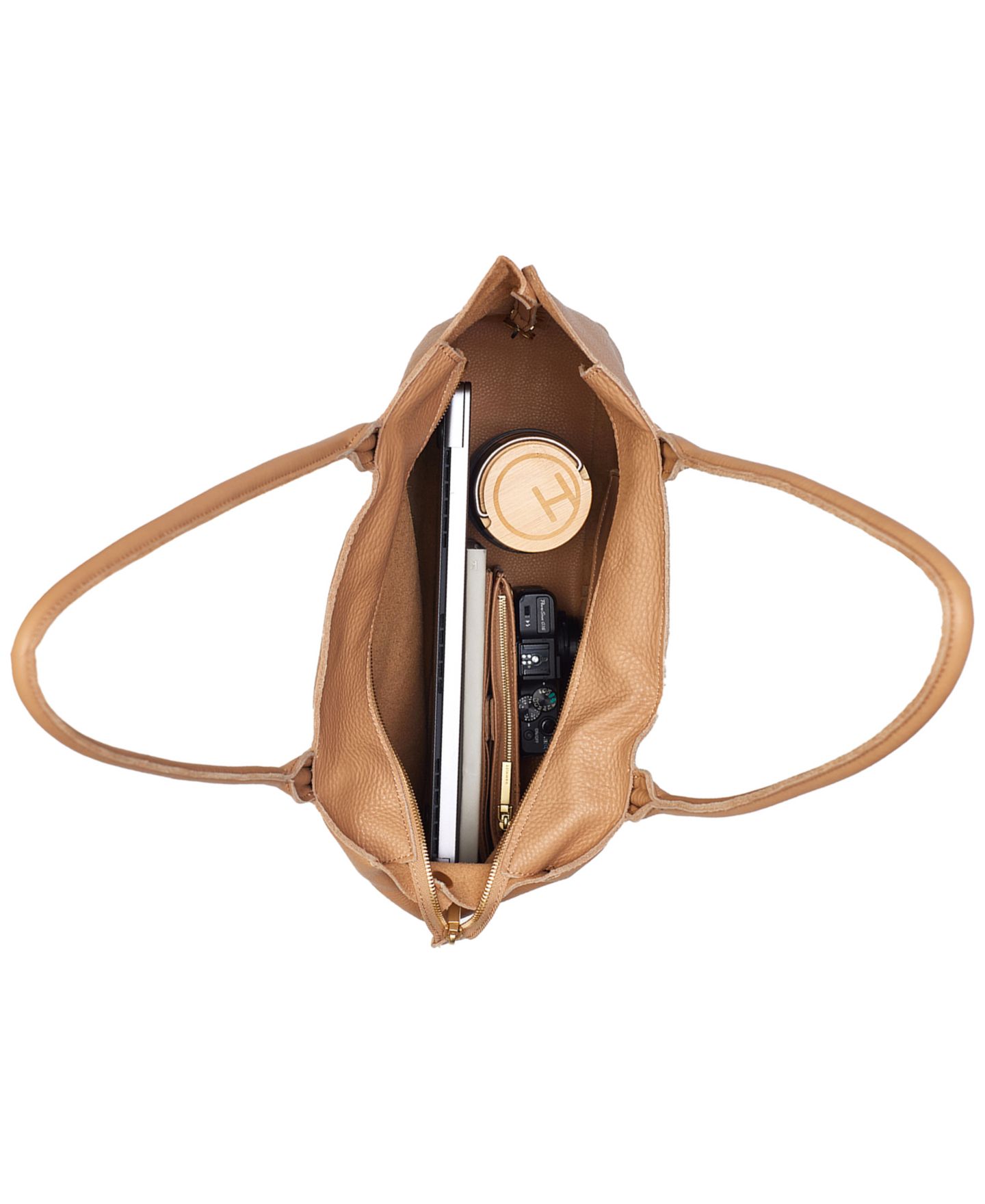 Женская сумка Hammitt Oliver Medium Leather Zip-Top, цвет: Рыжевато-коричневый / Золотой — фото 3