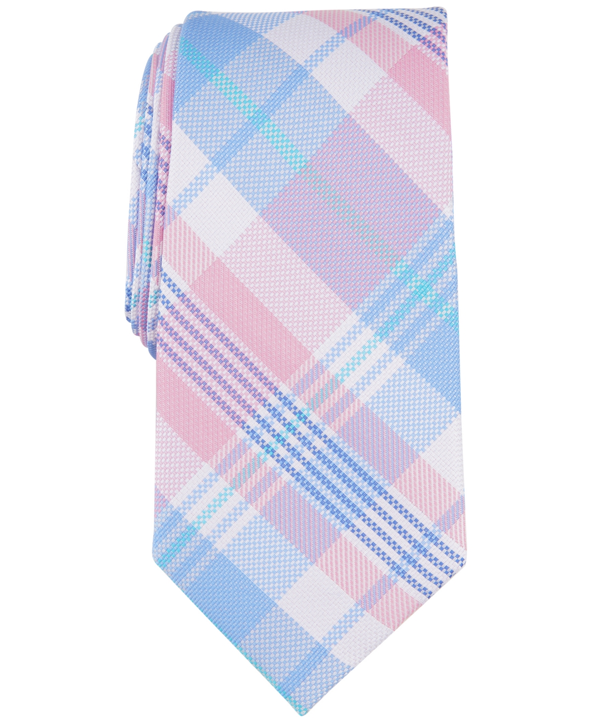 Shop Club Room Men's Austine Plaid Tie, Created For Macy's In Pink