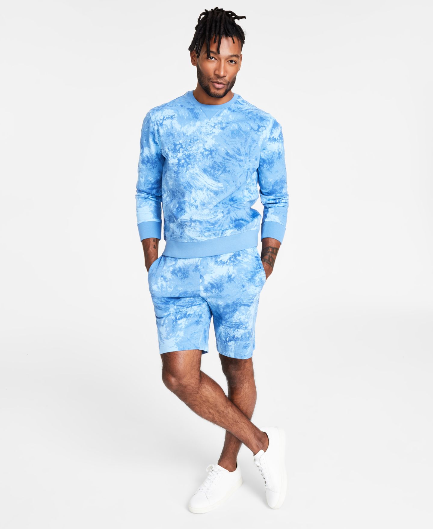 Мужской свитшот A|X Armani Exchange Dip Dyed Fleece, цвет: Синий — фото 4