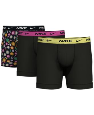 나이키 Nike Mens 3-Pk. Dri-FIT Essential Cotton Stretch Boxer Briefs,Awe Floral Print/blk L.fuchsia Wb/lt Laser Orange