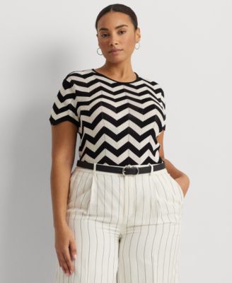 Lauren Ralph Lauren - Plus Size Short-Sleeve Chevron Sweater