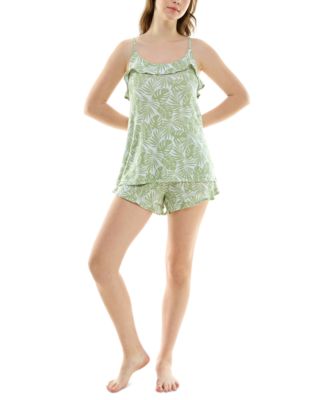 Roudelain - Women's 2-Pc. Printed Ruffled Short Pajamas Set