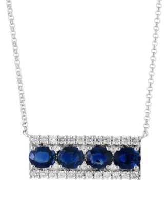 EFFY&reg; Pink Sapphire (1-1/2 ct. t.w.), White Sapphire (1/20 ct.t.w.) & Diamond (1/3 ct. t.w.) Bar 18" Pendant Necklace in 14k Gold (Also in Blue Sapphire)