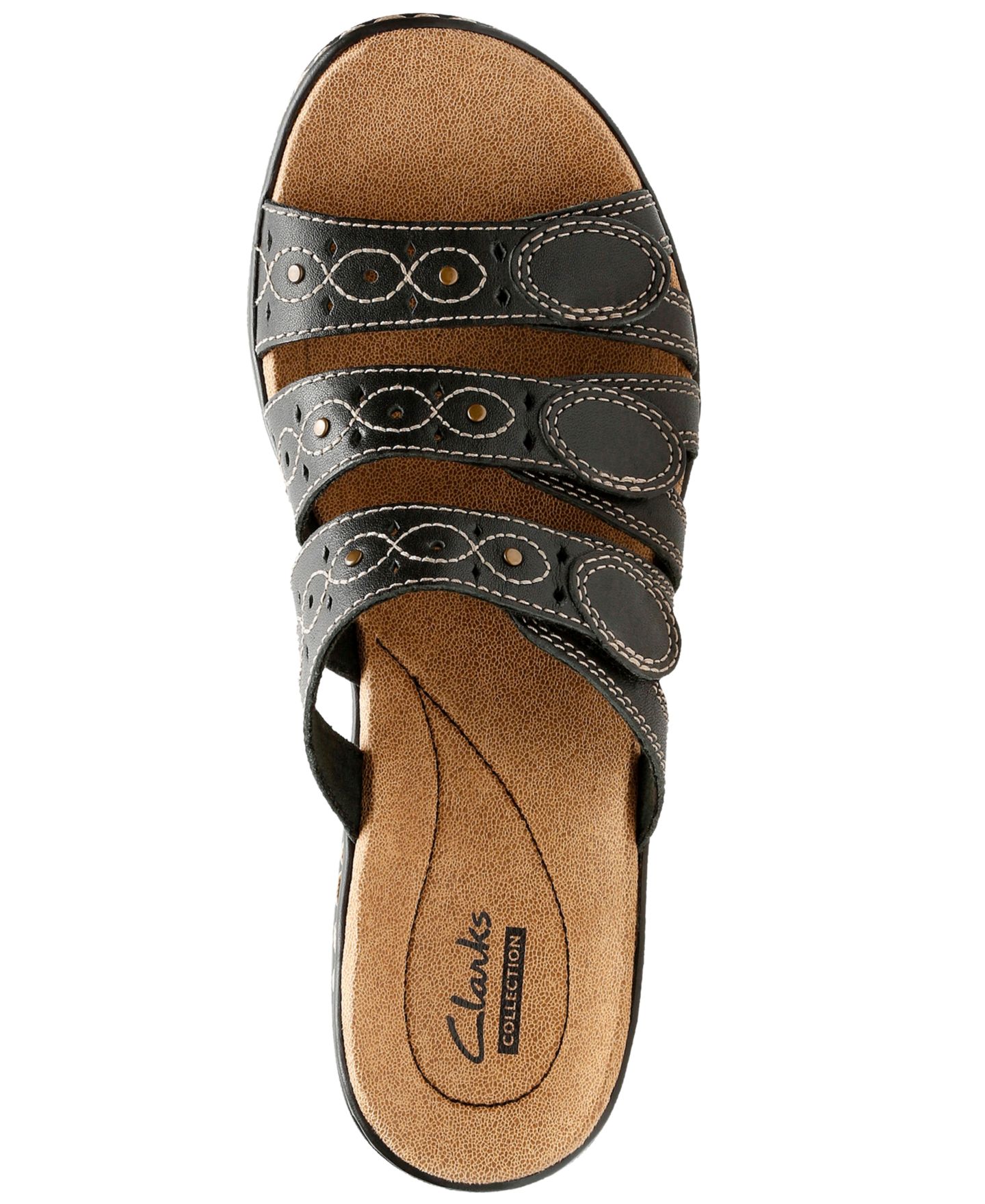 Женские сандалии Clarks Leisa Cacti Q Triple Strap Slide, цвет: Чёрный кожаный — фото 4