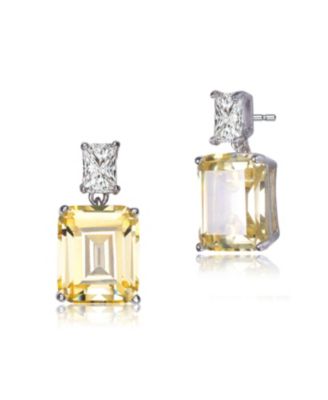 Women's White Gold Plated Colored CZ Drop Earrings