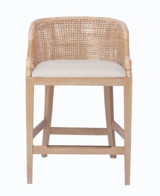Martha Stewart Playa 23" Handcrafted Rattan Solid Wood Counter Stool