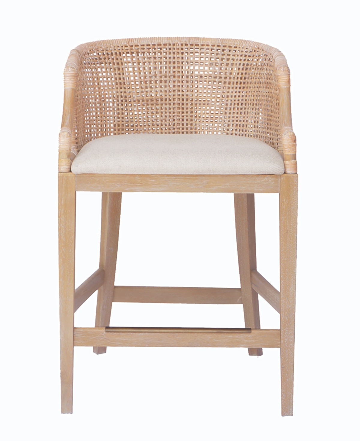 Martha Stewart Collection Martha Stewart Playa 23" Handcrafted Rattan Solid Wood Counter Stool In Natural Whitewash