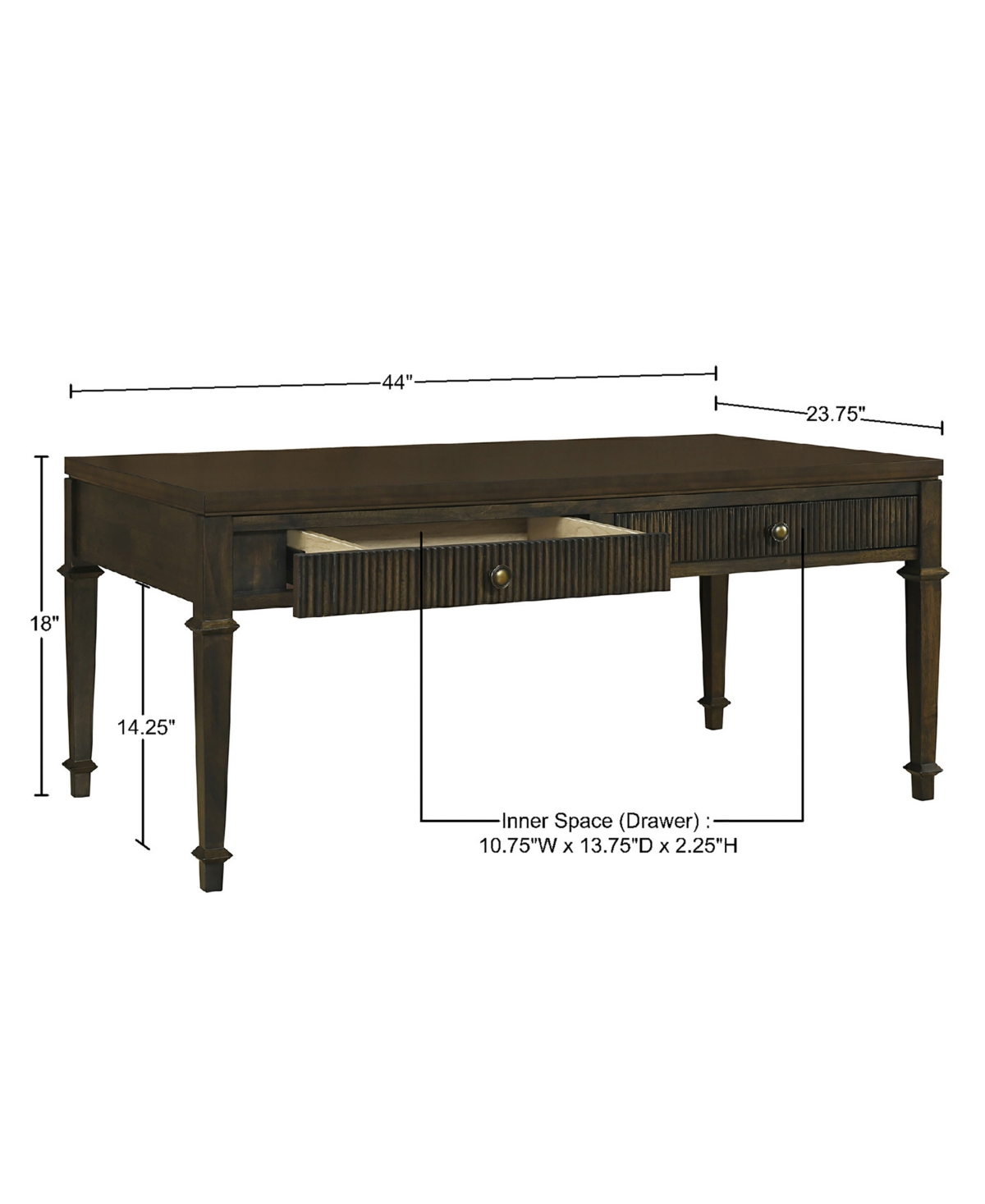 Martha Stewart Collection Martha Stewart Kenna 44" Fluted 2-drawer Wood Coffee Table In Brown