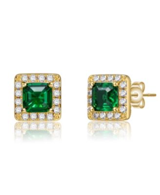 Classy Everyday wear Halo Square Stud Earrings - Green 18$