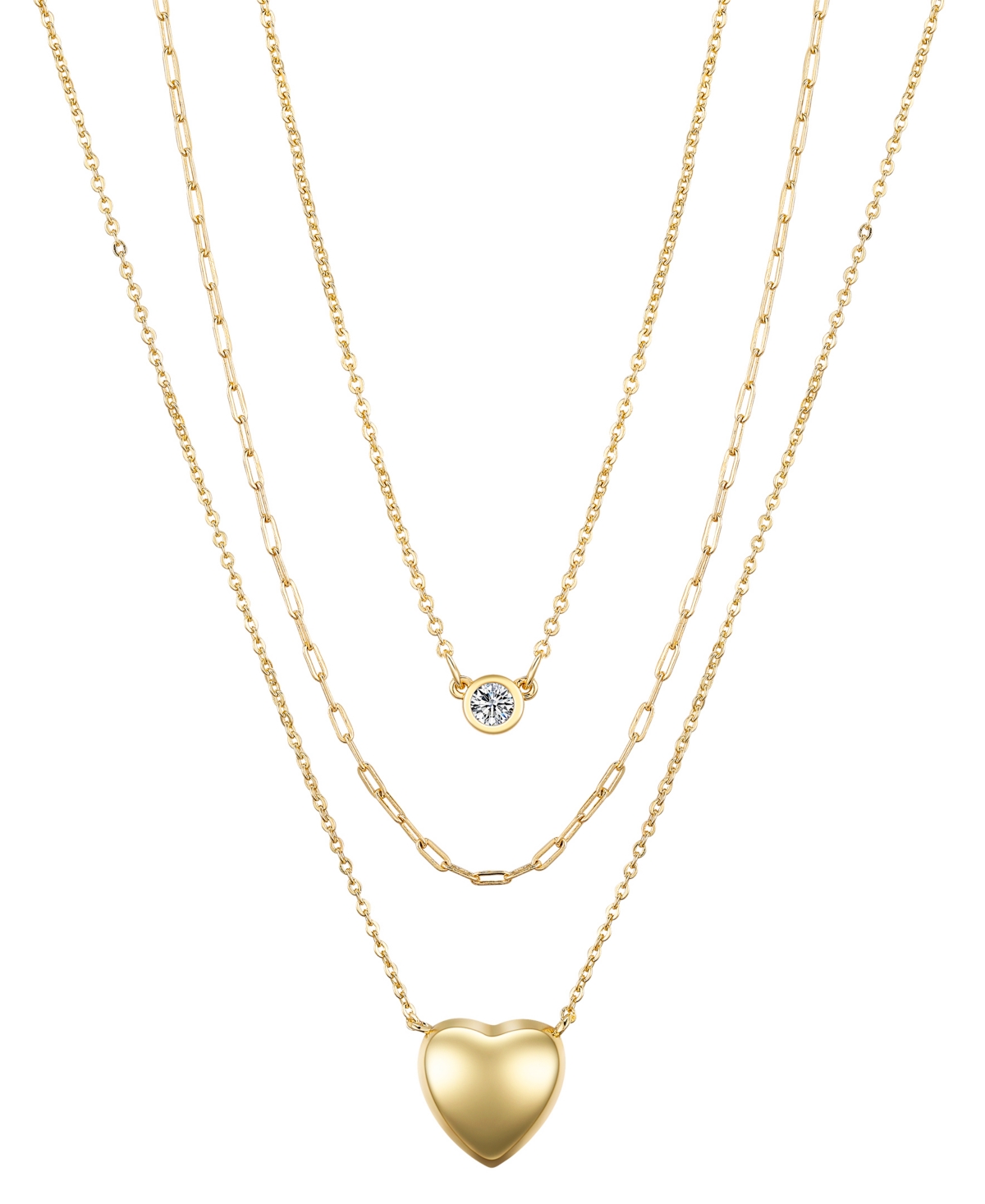 Unwritten Cubic Zirconia Heart Necklace Set In Gold