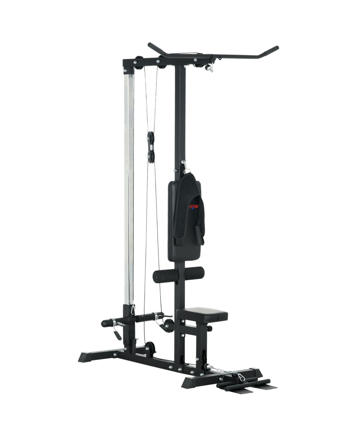 Cable Machine Lat Pull Down Machines with Flip-Up Footplate, Black - Black