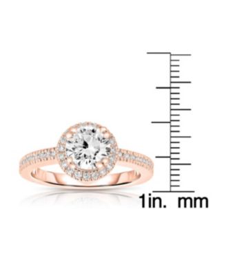 Sterling Silver 18K Rose Gold Plated Round-cut Cubic Zirconia Ring