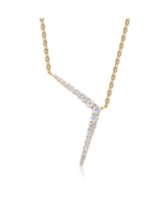 14k Yellow Gold Plated with Cubic Zirconia Solar Chevron Necklace in Sterling Silver - Gold